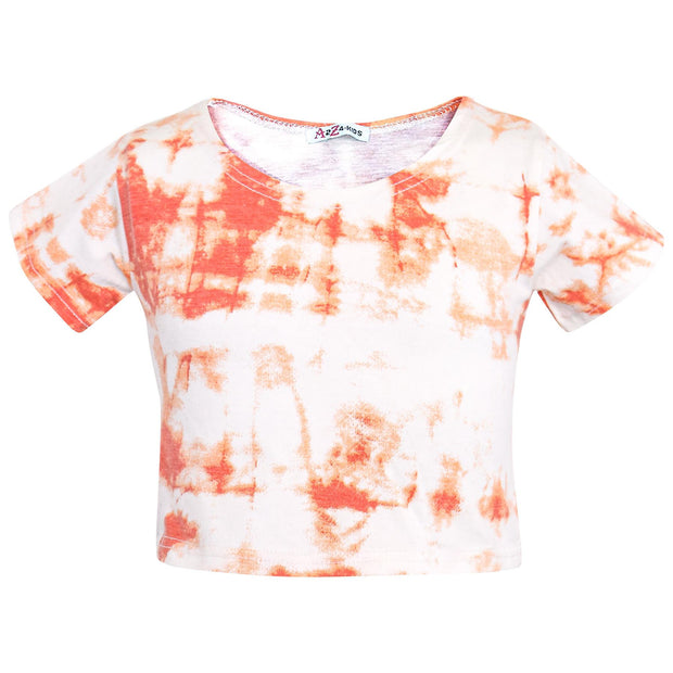 A2Z 4 Kids Girls Crop Top & Legging Orange Tie Dye Print Trendy Fashion Summer Outfit Clothing Sets New Age 5 6 7 8 9 10 11 12 13 Years