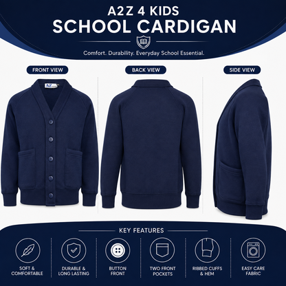 Kids Girls Scouts School Uniform Cardigan Long Sleeve Sweat Knitted Cardigan