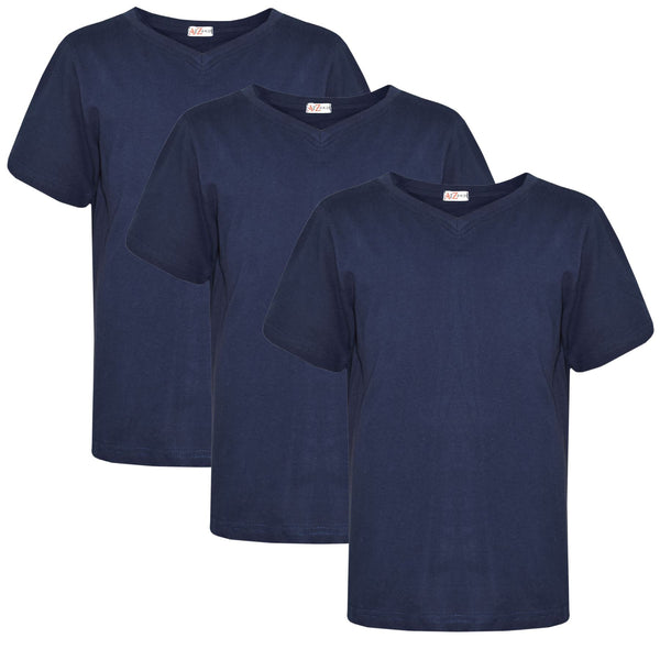 Girls Boys Basic 3 Pack Cotton T-Shirt Short Sleeve V Style Crew Neck Kids Top