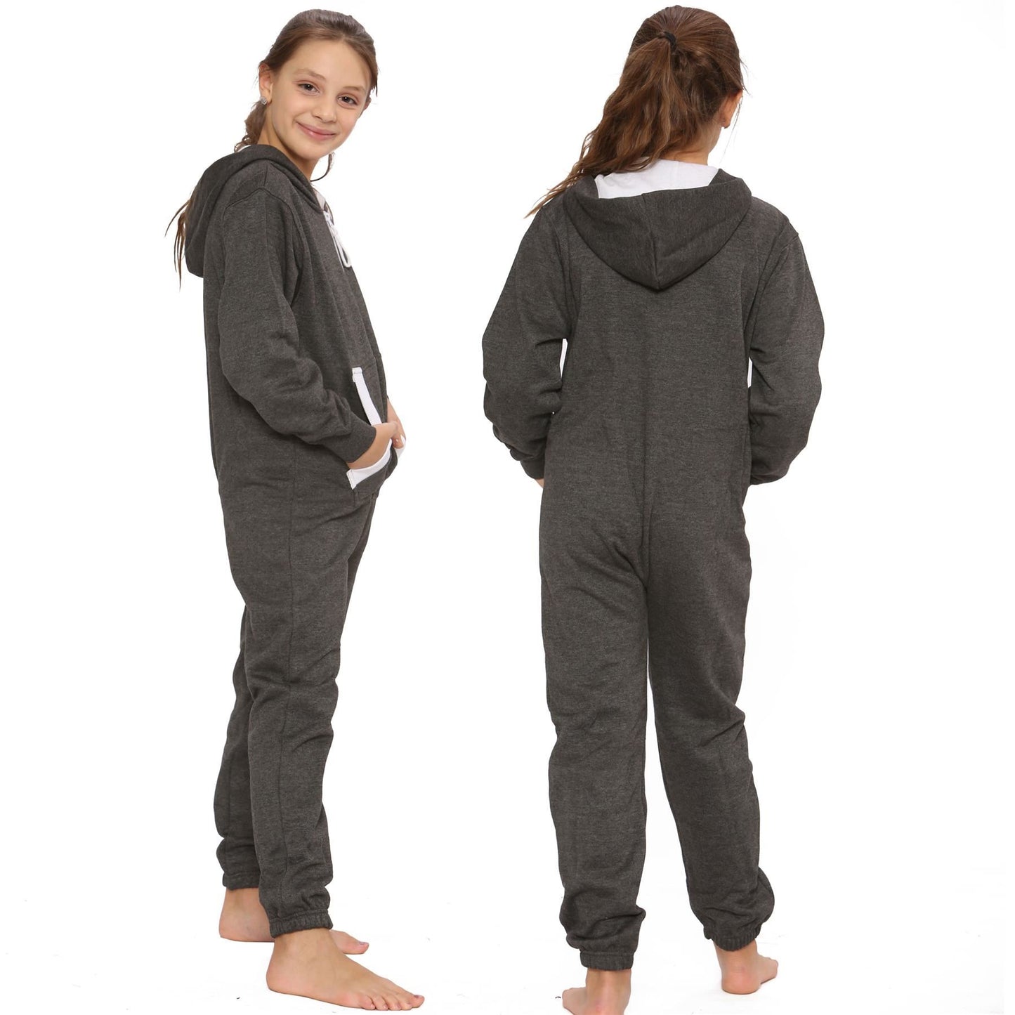 A2Z Onesie One Piece Kids Charcoal Pyjamas Sleepsuit Costume Girls & Boys 5-13 Y