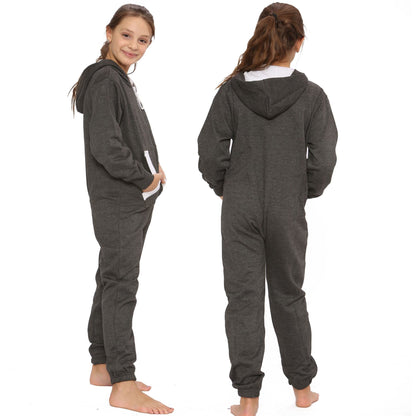 A2Z Onesie One Piece Kids Charcoal Pyjamas Sleepsuit Costume Girls & Boys 5-13 Y