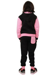 A2Z 4 Kids Girls Baby Pink Plain Tracksuit Contrast Fleece Hooded Top Bottom Jogging Suit Sweatpants Sports Joggers Activewear Set For Childrens Age 2 3 4 5 6 7 8 9 10 11 12 13 Years