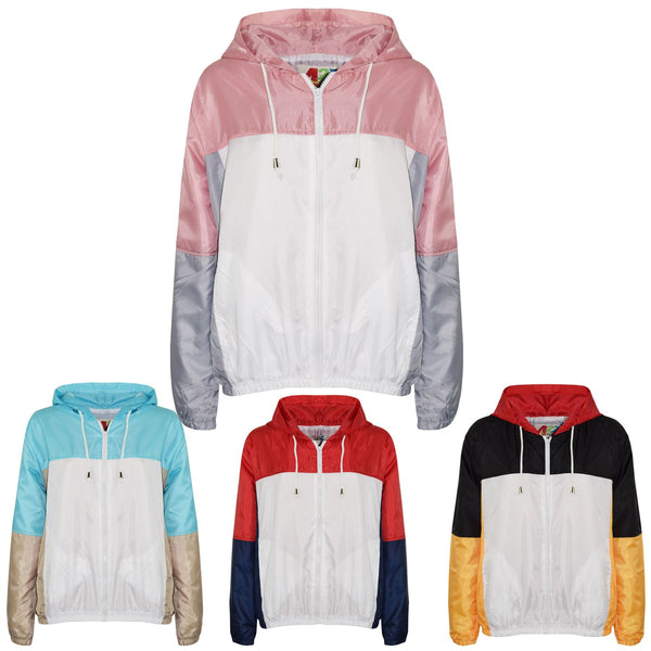 Kids Girls Boys Windbreaker Zipped Jackets Hooded Raincoats Age 5-13 Years