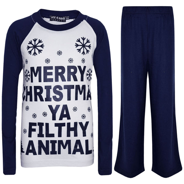 Kids Girls PJS Merry Christmas Ya Filthy Animal Print Trendy PJS Age 2-13 Years