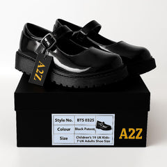 A2Z Girls Teens Womens Black Patent Mary Jane School Shoes Smart Buckle Footwear