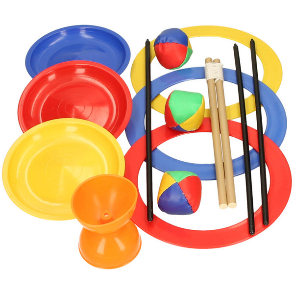 Kids Circus Skills Set 15pcs Juggling Rings Plates Diabolo Fun Educational Toy