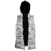 A2Z Ladies Adults Sleeveless Gilet Oversized Hooded Silver Foil Quilted Gilet Padded Long Line Vest Jacket Sleeveless Coat Urban Winter Wear