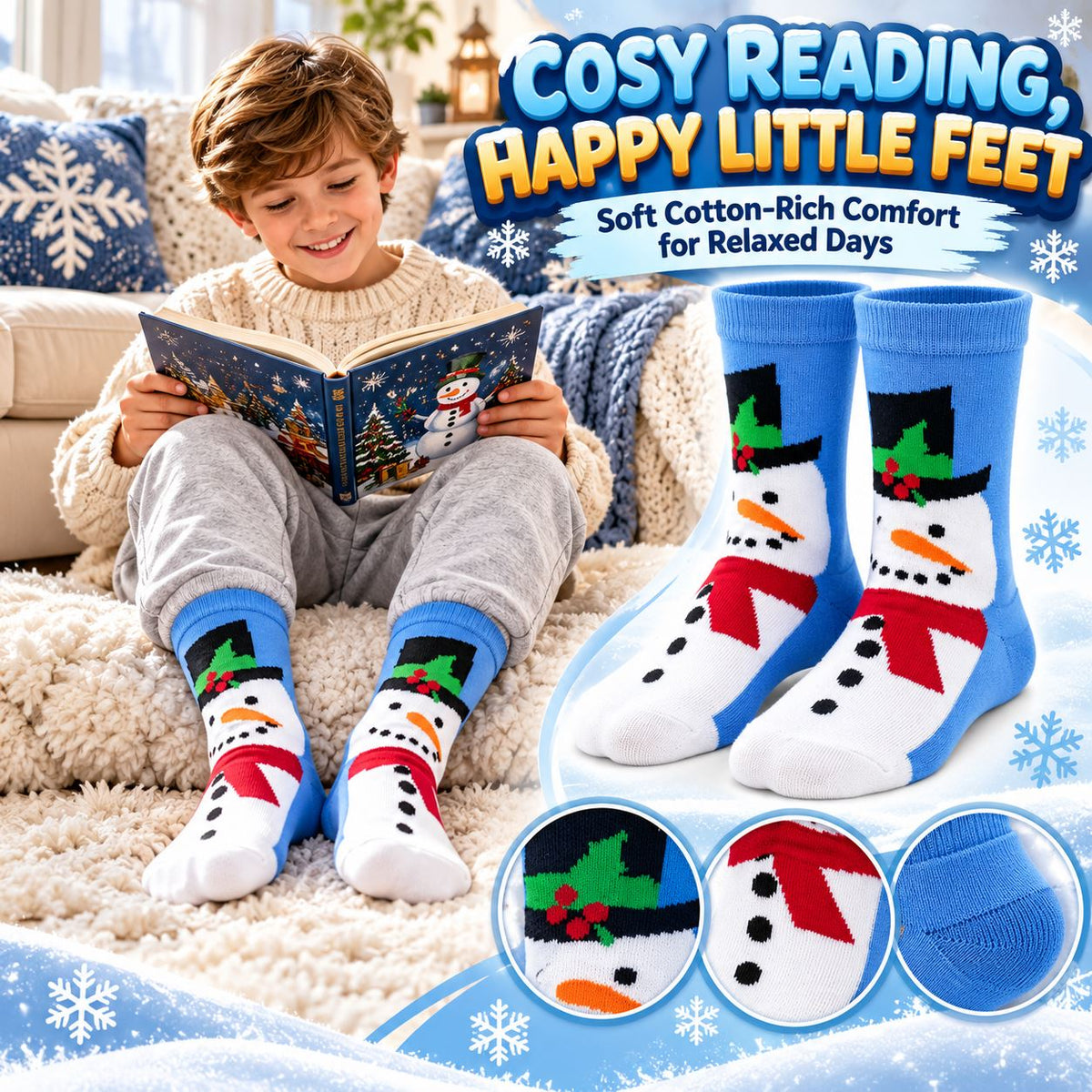 Kids Boys Girls Cotton Rich Christmas Socks Xmas Festive Soft Winter Socks