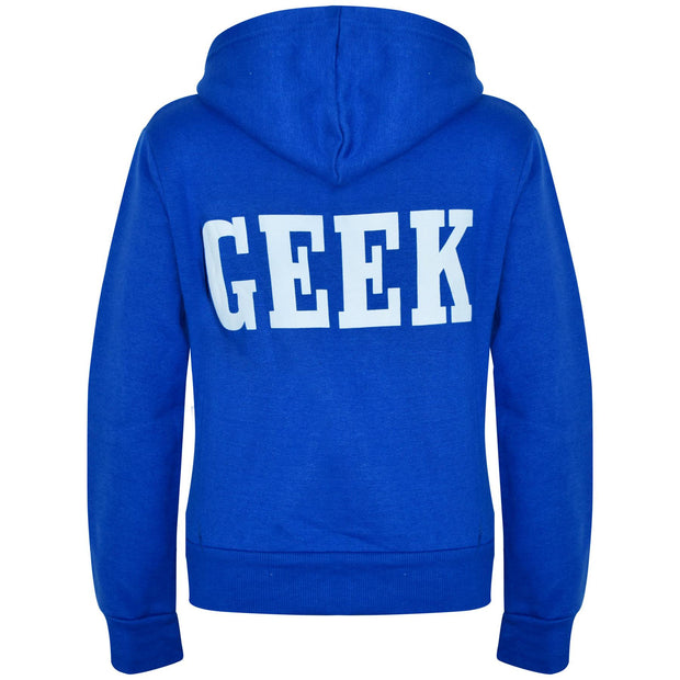 Kids Boys Girls Unisex Jackets Geek Print Fleece Zipper Hooded Hoodie Top Jacket