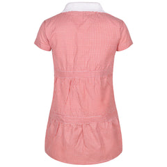 Kids Girls 2 Pack Gingham School Dress Check Button Up Tiered Dresses With Scrunchies