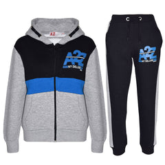 Kids Boys Girls Contrast Panel Tracksuit A2Z NY Deluxe Print Hoodie With Joggers