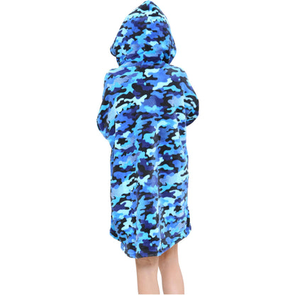 Kids Girls Boys Oversized Hoodie Snuggle Camoflage Super Soft Fleece Blanket