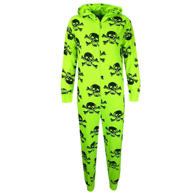 Kids Unisex Onesie Girls Boys Skull & Cross Bone Print Onesies All In One Jumpsuit PJ's New Age 5-13 Years - A2Z 4 Kids