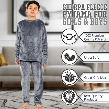 A2Z 4 Kids Childrens Warm Fleece twosie Crew Neck Pyjamas For Boys & Girls Sleepover 2 Piece Gift Set Age 5-6, 7-8, 9-10, 11-12 & 13 years