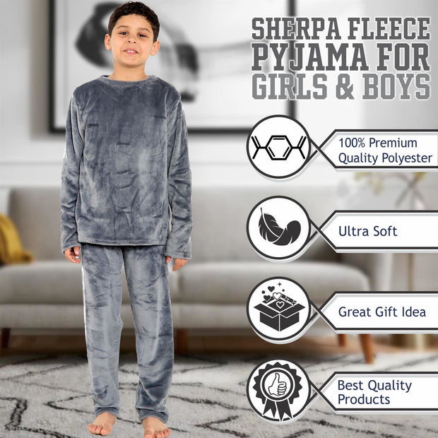 A2Z 4 Kids Childrens Warm Fleece twosie Crew Neck Pyjamas For Boys & Girls Sleepover 2 Piece Gift Set Age 5-6, 7-8, 9-10, 11-12 & 13 years