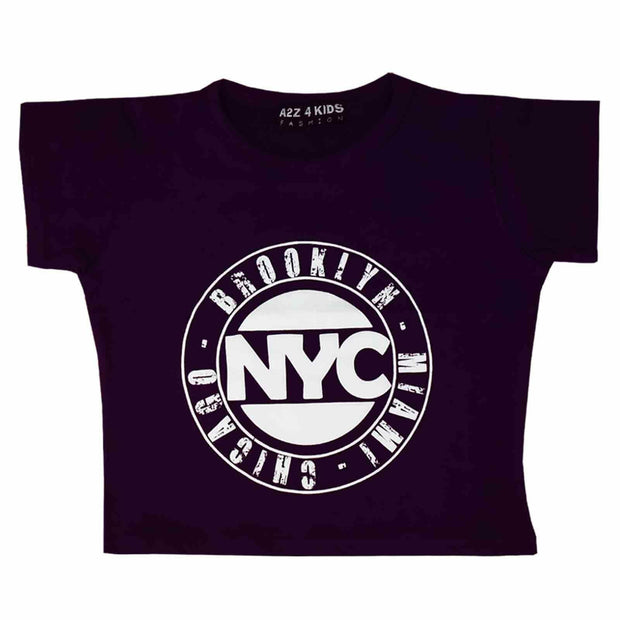 Kids Girls NYC BROOKLYN MIAMI CHICAGO Print Crop Top T Shirt Age 7-13 Years