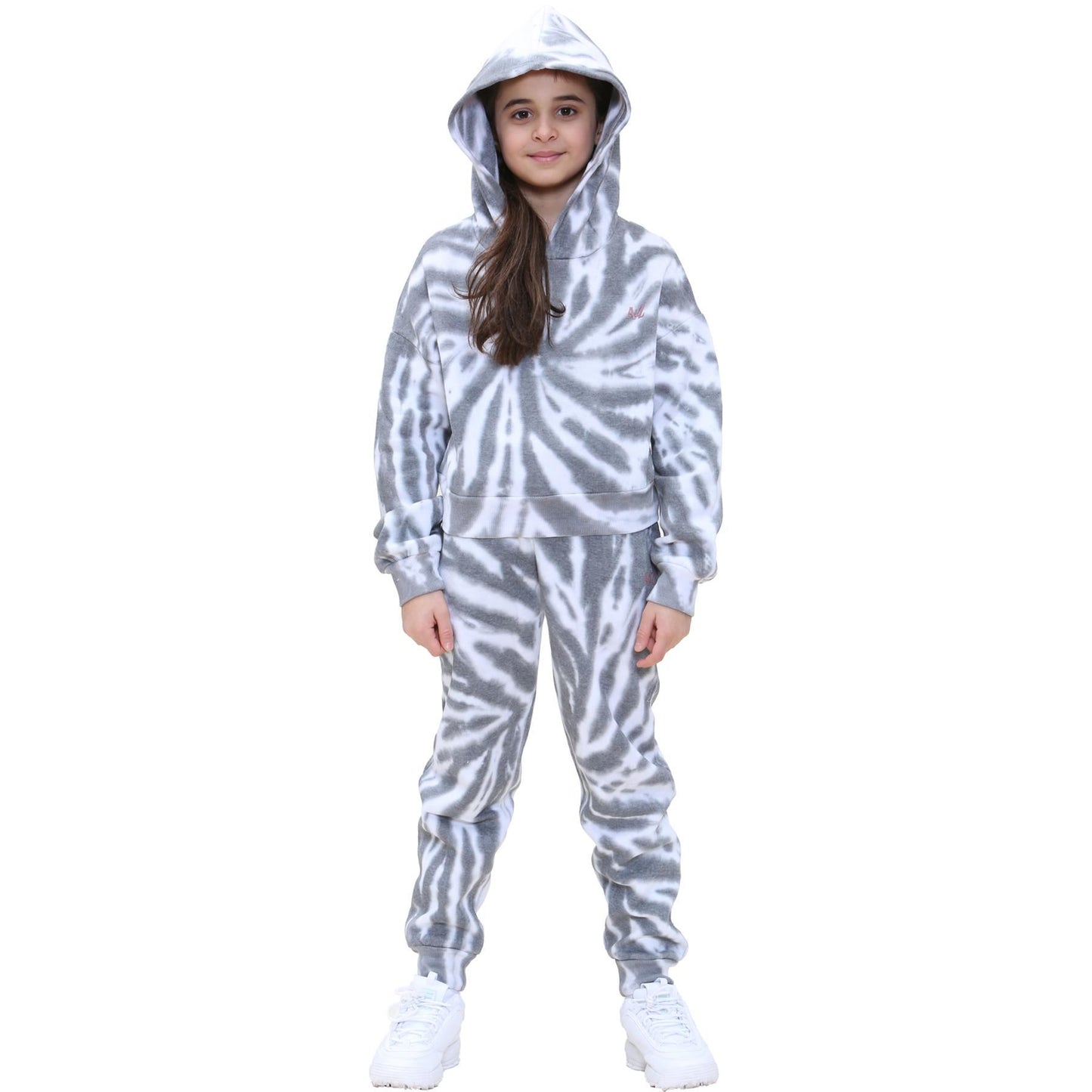 Kids Tie Dye Tracksuit Gym Cropped Hoodie Sweatpants Cord Set Girls Age 5-13