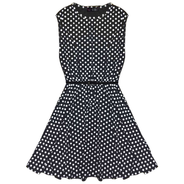 Girls Skater Dress Kids Spotty Print Summer Party Dresses With Free Belt 7-13 Yr