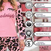 A2Z Ladies Cute 2 Piece Pyjama Set Loungewear Soft Cotton PJS Long Sleeve Top and Bottoms for Women Family Matching PJS Lounge wear - A2Z 4 Kids