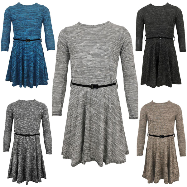 Kids Girls Skater Dress Summer Party Dance Long Sleeves Dresses Age 3-13 Years