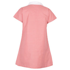 Girls Gingham School Dress Short Sleeve Check Zip Up Dresses With Scrunchies