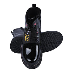 A2Z 4 Kids Girls Teens Ladies School Shoes Black Patent Glitter Heart Ankle Boot