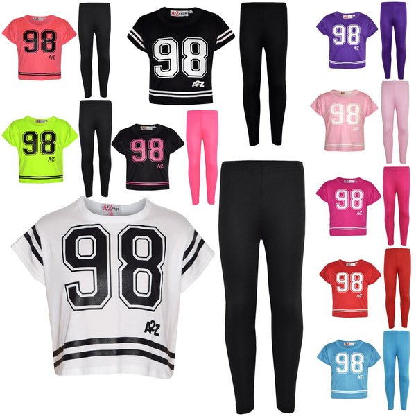 A2Z4Kids Girls Top Kids 98 Print Stylish Crop Top & Fashion Legging Set Age5-13Y