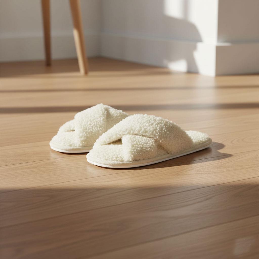 Women Crossover Slippers With Cozy Fur Memory Foam Fluffy Comfortable Sliders