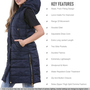 A2Z Ladies Adults Sleeveless Gilet Oversized Hooded Navy Quilted Gilet Padded Long Line Vest Jacket Sleeveless Coat Urban Winter Wear