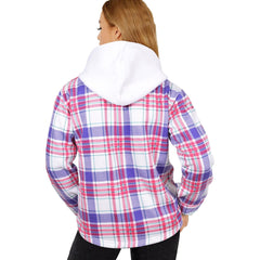 A2Z Ladies Shacket Shirt Jacket Checked Zipped Top Hooded Warm Coat Size S-4XL