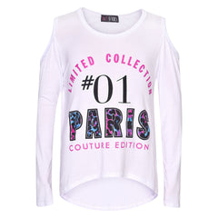 Girls Top Kids #01 Paris Print Trendy Top & Multi Leoaprd Legging Set 7-13 Years