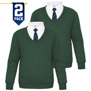 Kids Girls Boys Scouts School Uniform V Neck Jumper Single & 2 Pack Sweatshirt