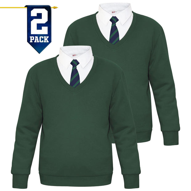 Kids Girls Boys Scouts School Uniform V Neck Jumper Single & 2 Pack Sweatshirt