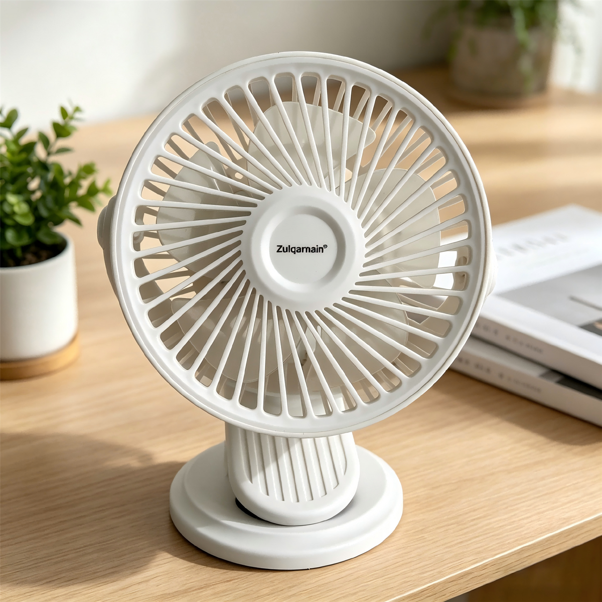 5 Inch USB White Clip Desk Fan 2 in 1 Portable Cooling Fan with 3 Speed Settings