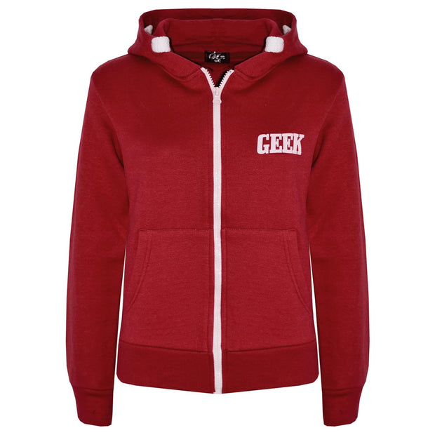 Kids Boys Girls Unisex Jackets Geek Print Fleece Zipper Hooded Hoodie Top Jacket
