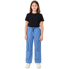 Kids Girls Cargo Trousers Elasticated Waist Comfortable Joggers Activewear Pants