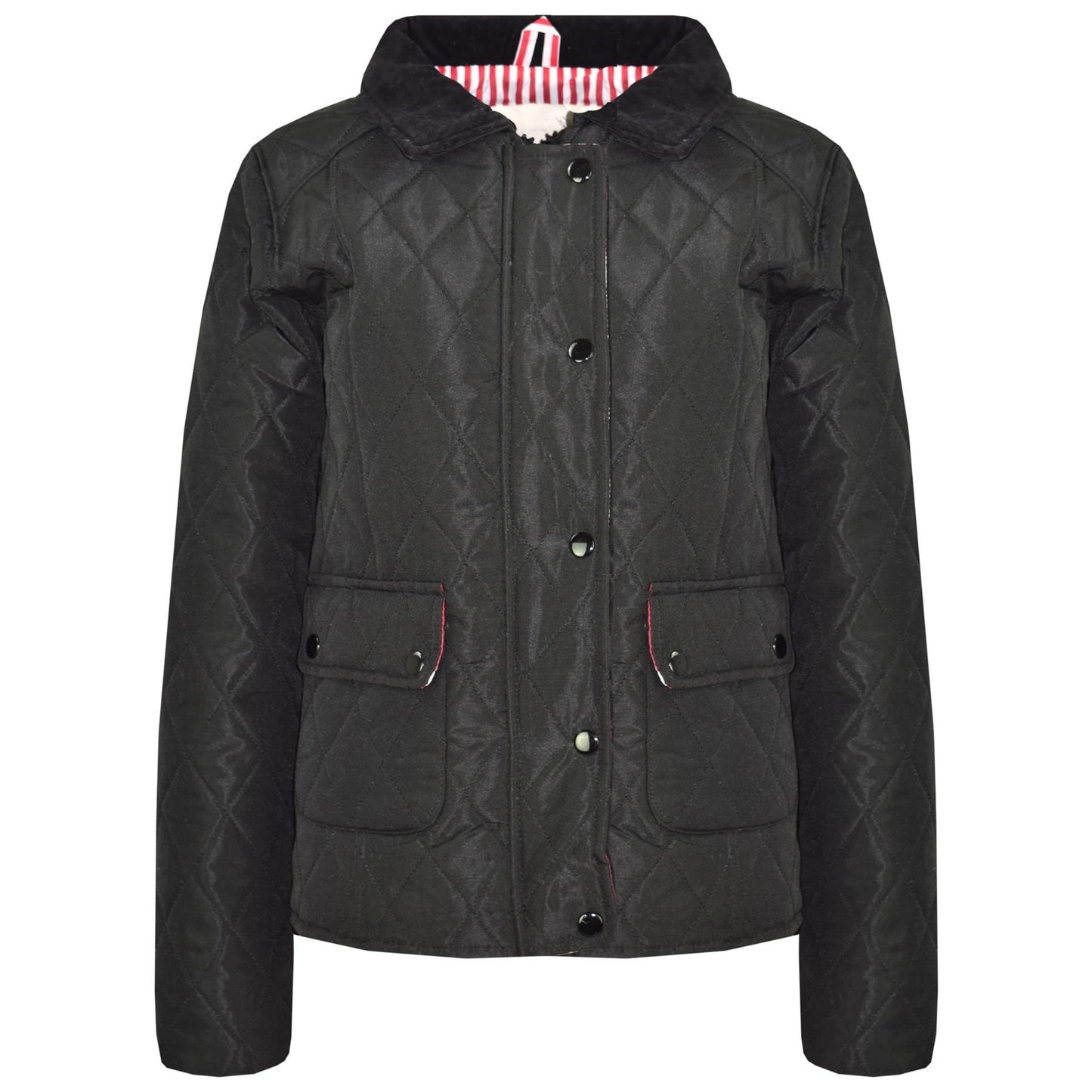 Kids Jackets Girls Quilted Padded Collar Buttoned Zipped Jacket Age 5-13 Years