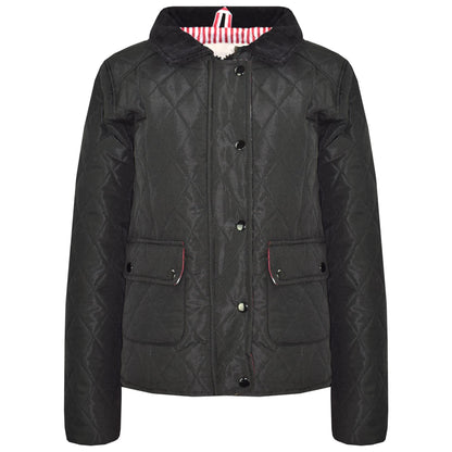Kids Jackets Girls Quilted Padded Collar Buttoned Zipped Jacket Age 5-13 Years