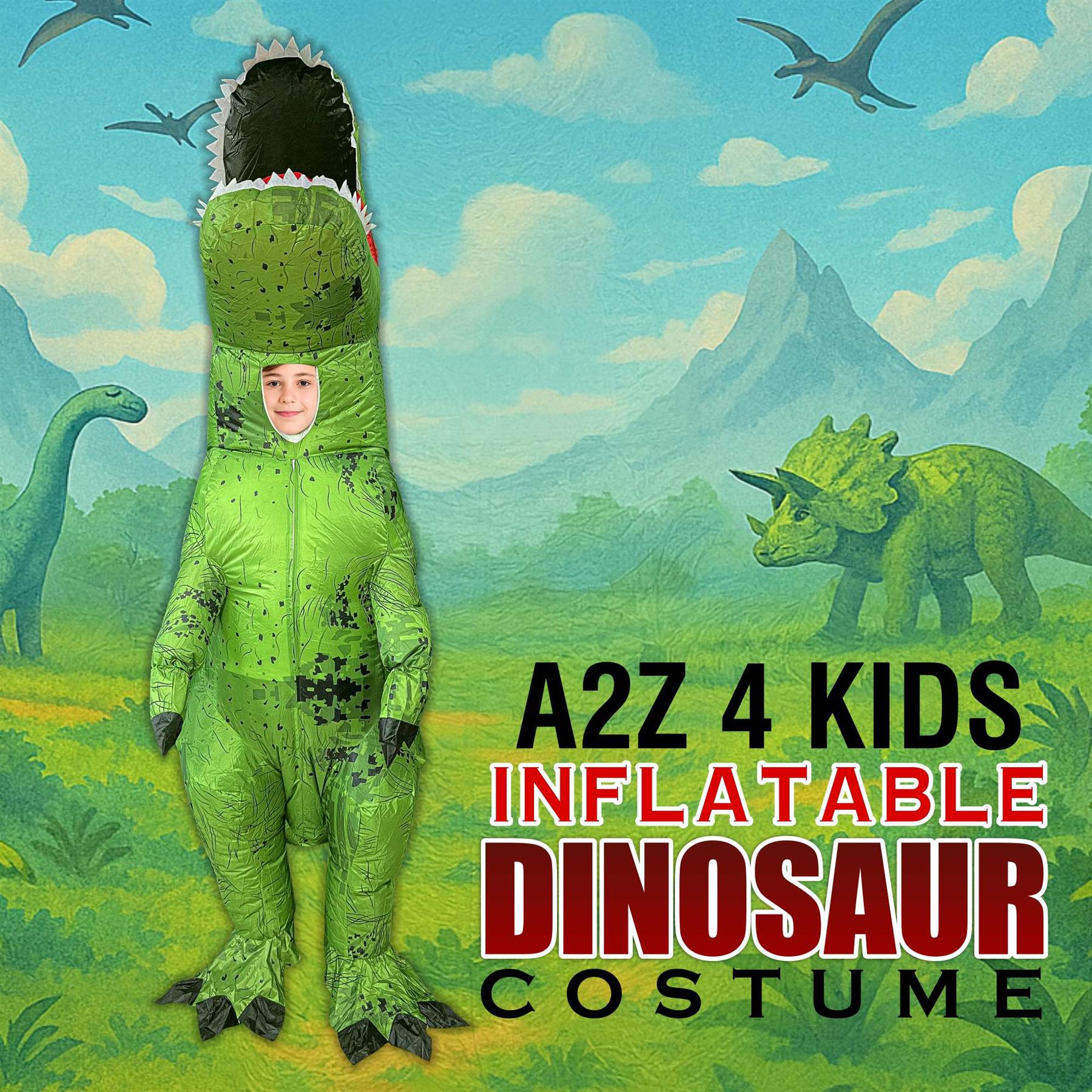 Kids Inflatable Dinosaur Costume Boys Girls T-Rex Halloween Fancy Dres