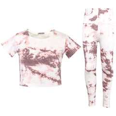 Kids Girls Crop Top & Legging Tie Dye Print Trendy Summer Outfit Clothing Sets