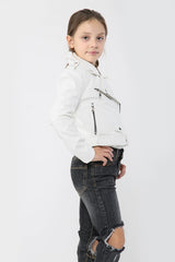 A2Z 4 Kids Girls PU Leather Jacket Zip Up Biker Trendy Belted Coats 5-13 Years