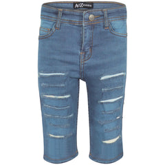Kids Boys Girls Ripped Denim Shorts Comfort Stretch Skinny Pants Trousers Shorts