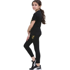 Girls Top Kids Short sleeves Varsity Lion Print T Shirt & Legging Outfit Set