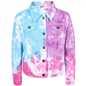Kids Girls Fashion Denim Multi Color Tie Dye Printed Jacket Jeans Long Sleeve