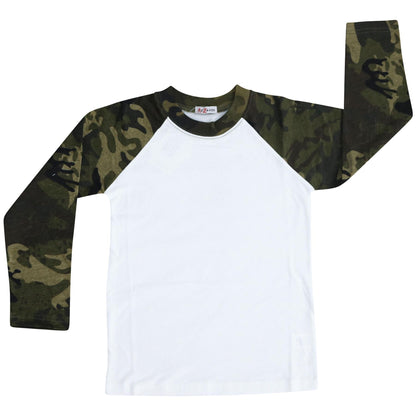 Kids Boys Girls T Shirts Plain Baseball Long Raglan Sleeves Sports Tees 2-13 Yrs