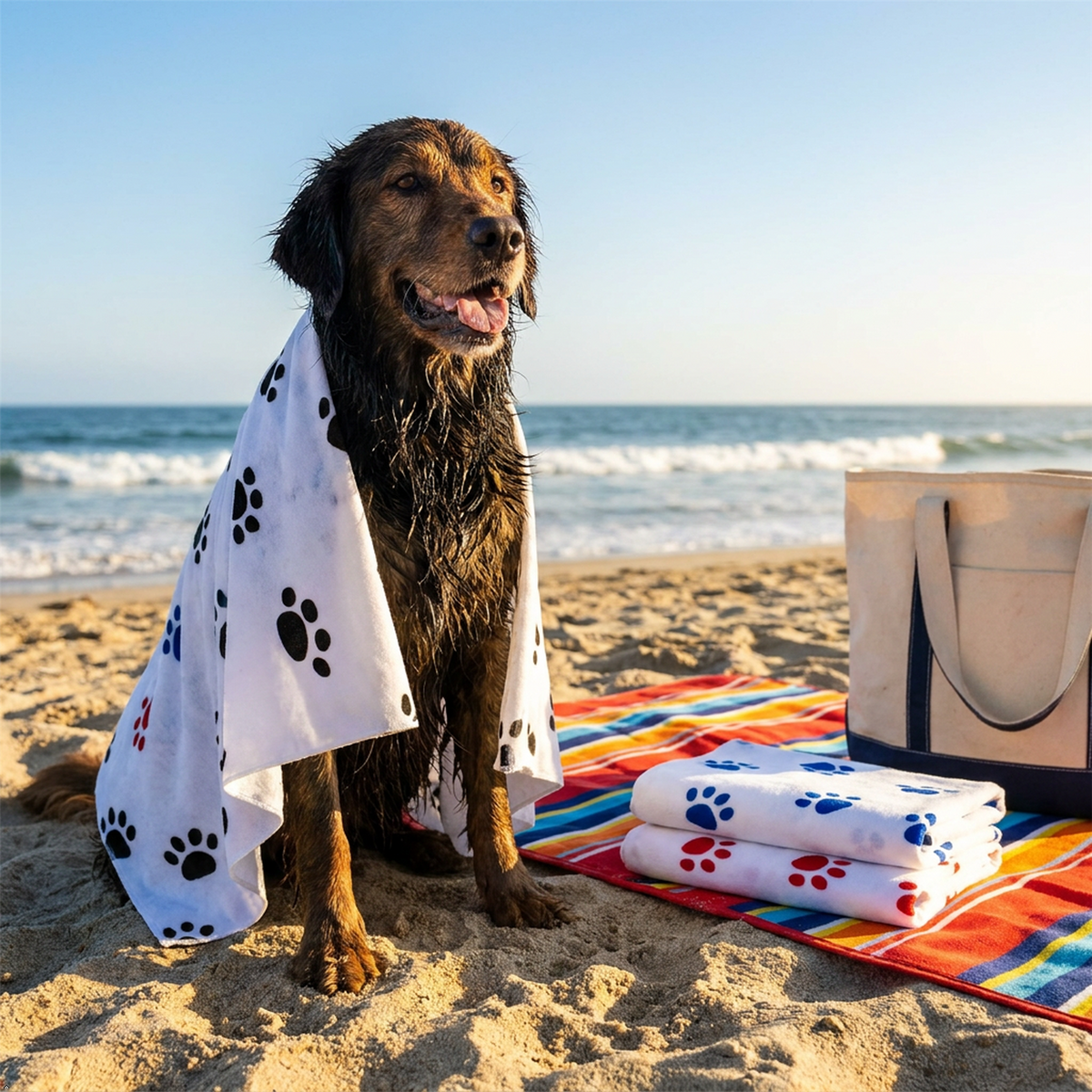 A2Z Cosy Fleece Pet Blanket 70 x 70 cm Soft Paw Print Polyester Mat