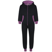 A2Z 4 Kids Girls Lilac Contrast Fleece Onesie All In One Jumsuit Playsuit Nightwear New Age 2 3 4 5 6 7 8 9 10 11 12._13 Years