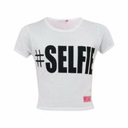 KIDS GIRLS NEW SEASON " # SELFIE " PRINTED CROP TOP T SHIRT 7 8 9 10 11 12 13 Yr
