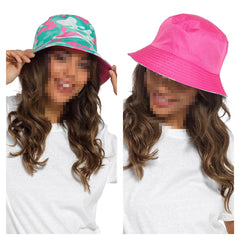 Womens Reversible Bucket Hat Summer Foldable Sun Hat UV Protection For Camping