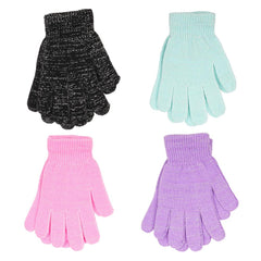 Kids Girls Boys Gloves 4 Pack metallic Fiber Magic Gloves Full Fingers Mittens
